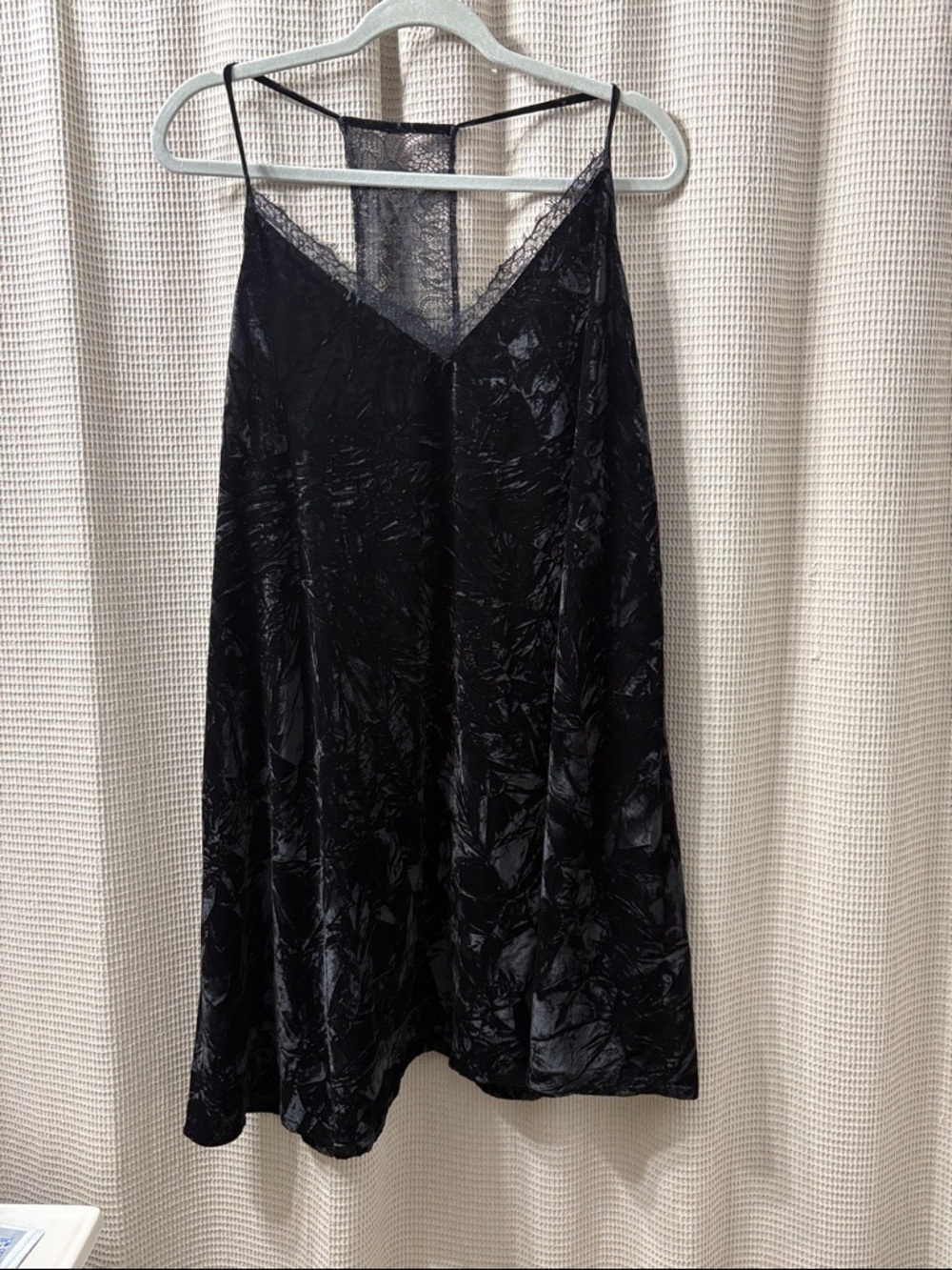 French Connection Black Velvet dress with Lace Trim